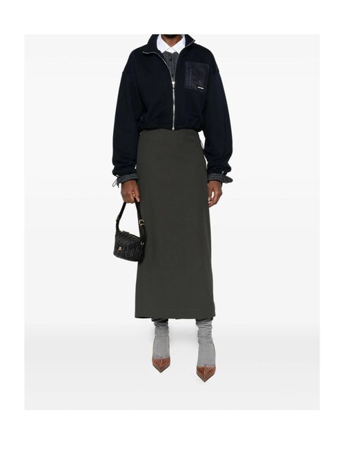 Miu Miu Blue Zip-Up Cropped Sweatshirt