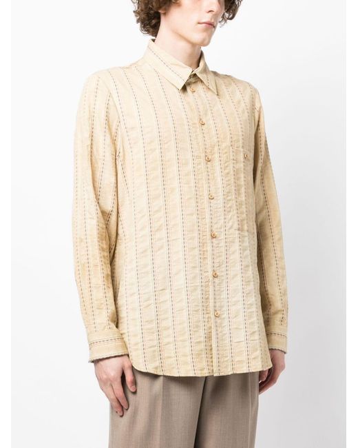 Uma Wang White Tab Striped Cotton Shirt for men