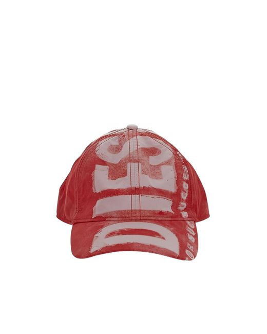 DIESEL Red C-Ewan-Ny Logo-Print Cap for men