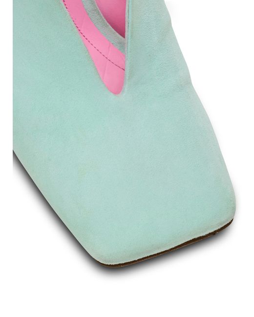 Balmain Green Square-Headed High-Heeled Sandals
