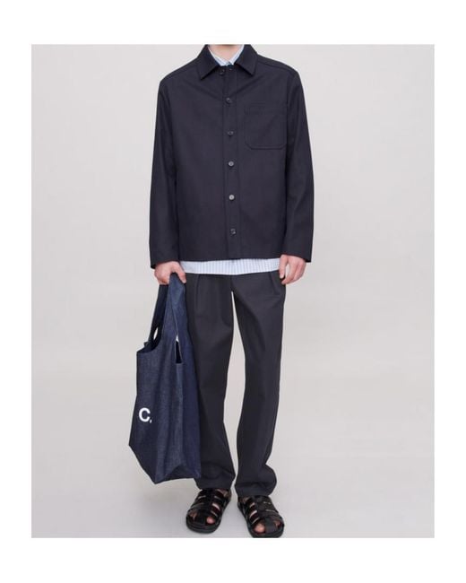 A.P.C. Blue Buttoned Overshirt Jacket for men