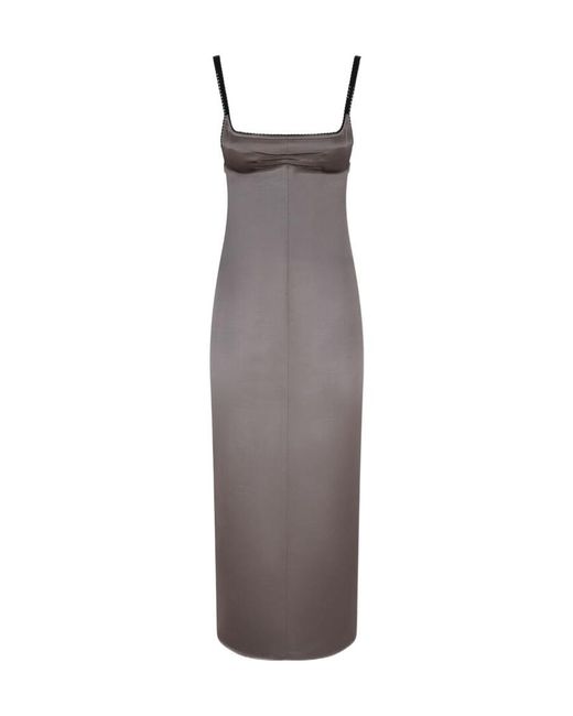 The Attico Purple The Lace-Trim Open-Back Midi Dress