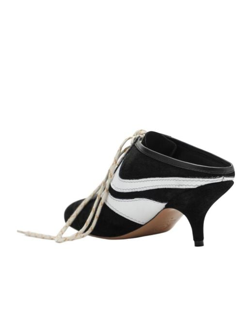 Dries Van Noten Black Mules 65 Aus Schwarzem Und Weißem Wildleder Und Leder