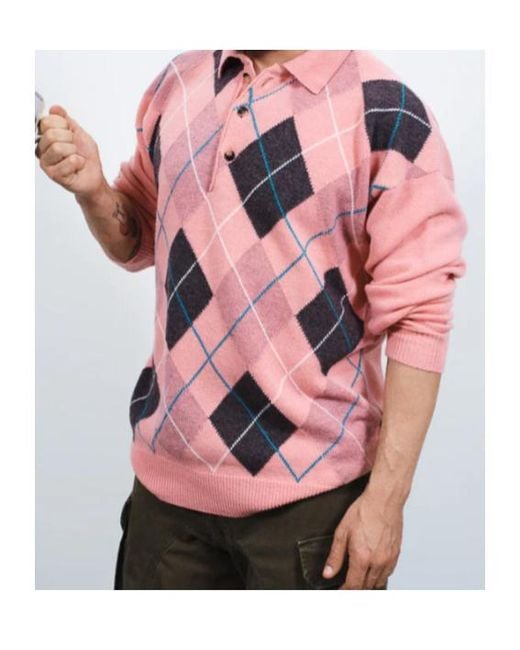 J.W. Anderson Pink Jw Anderson X Pringle Argyle Polo Top for men