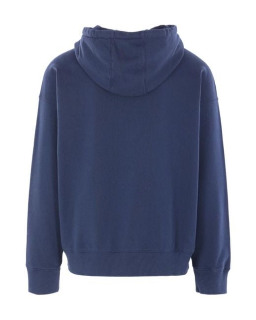 Maison Kitsuné Blue Maison Kitsuné Fox Printed Drawstring Hoodie for men