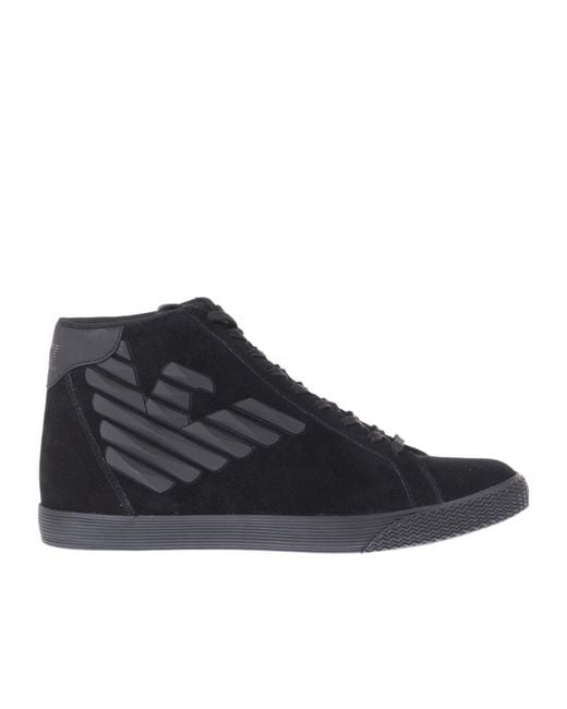EA7 Blue Lace-Up High-Top Sneakers for men