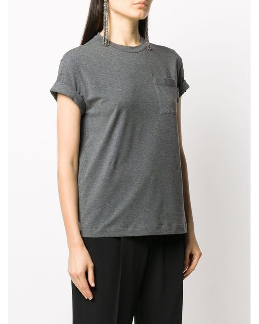 Brunello Cucinelli Gray Rolled Sleeve T-Shirt