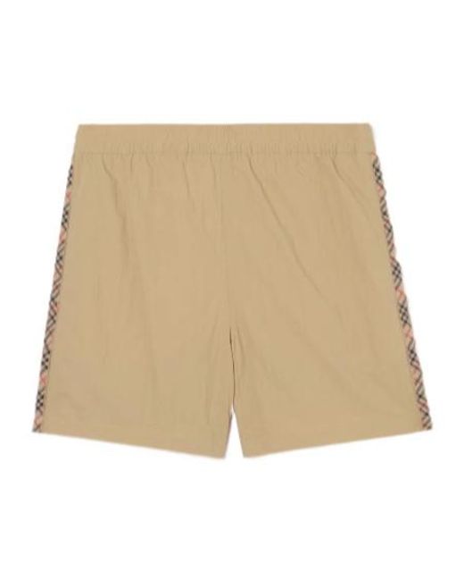 Burberry Natural Check-Stripe Swim Shorts for men