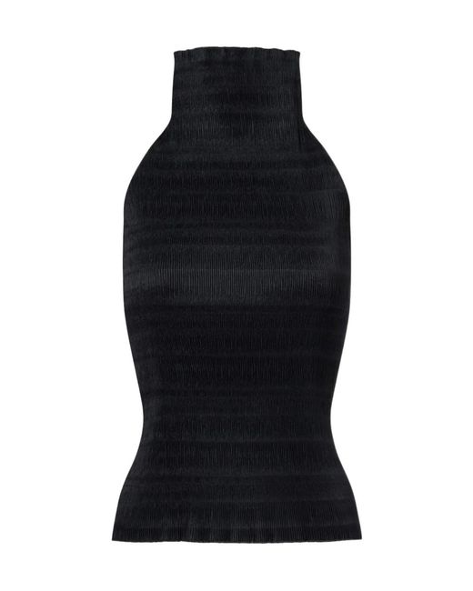 Magda Butrym Black Shirred Turtleneck Top