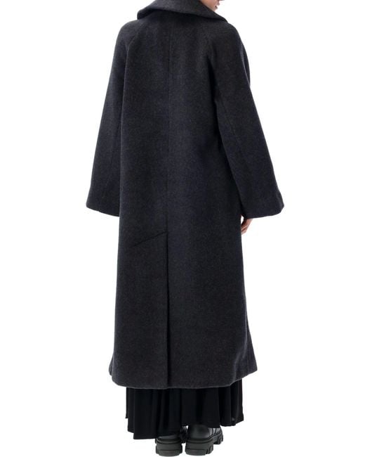 Ganni Black Double Breasted Long Coat