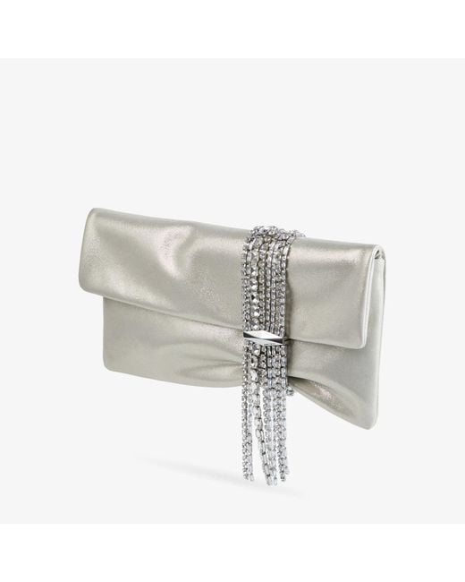 Jimmy Choo Gray Zandra Leather Embellished Clutch Bag