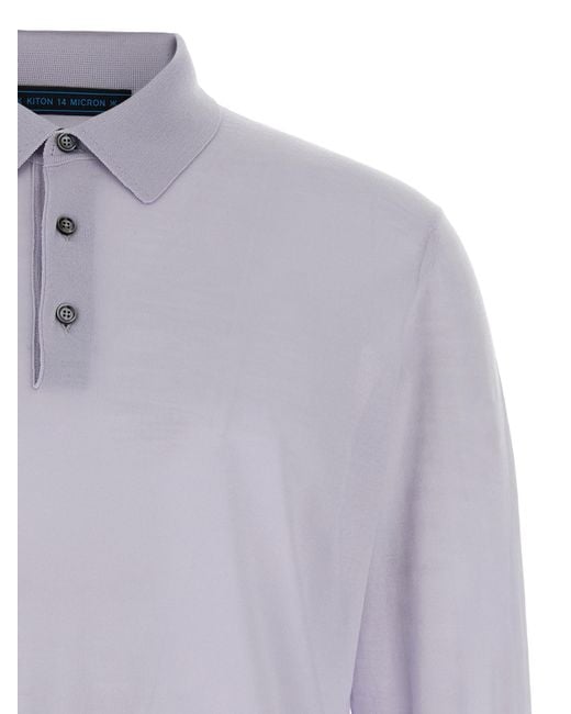 Kiton Blue Ciro Buttoned Polo Shirt for men
