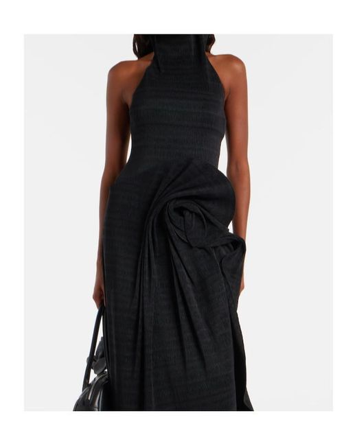 Magda Butrym Black Shirred Turtleneck Top