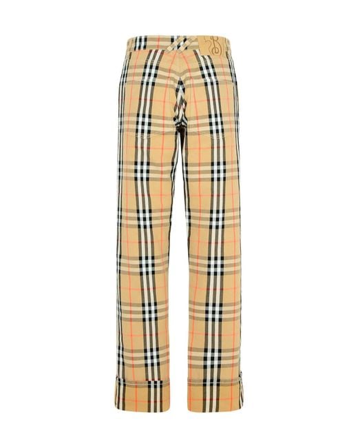 Burberry Metallic Straight-Leg Checked Trousers for men
