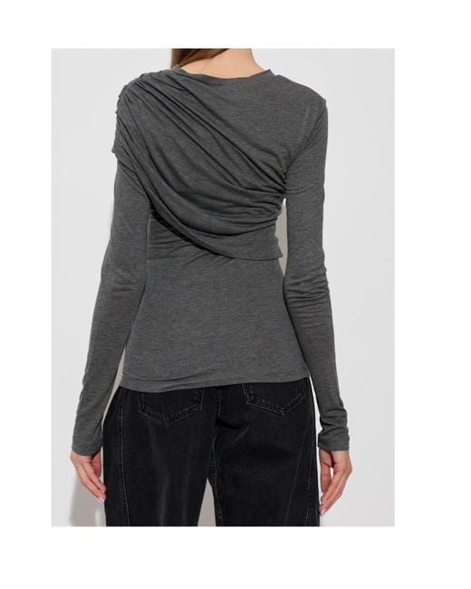 Isabel Marant Gray Isabel Marant Étoile Dressi Draped Long-Sleeved Top