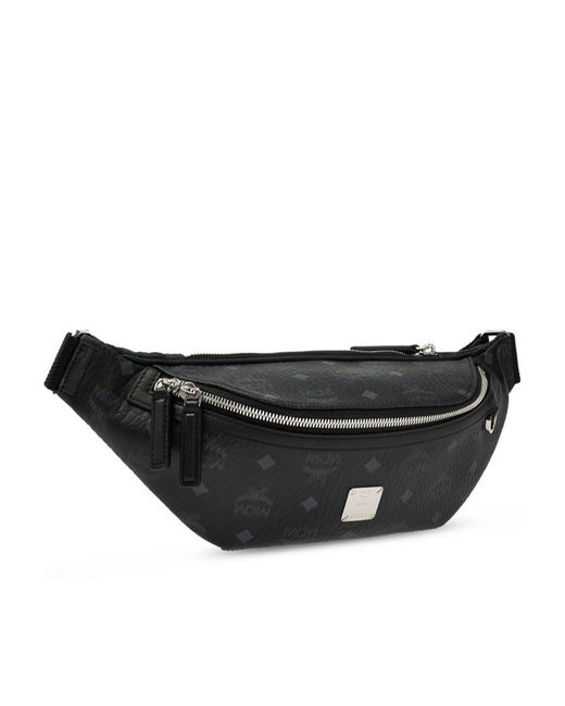 MCM Black Logo-Print Belt Bag for men