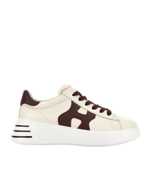 Hogan Natural Low-Top Ivory Sneakers With Suede Logo