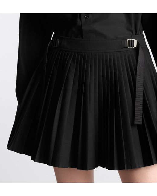 Dior Black Christian Logo Engraved Pleated Mini Skirt