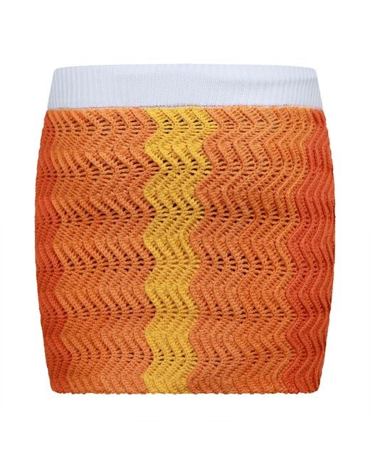 Casablanca Orange Crochetknit Mini Skirt