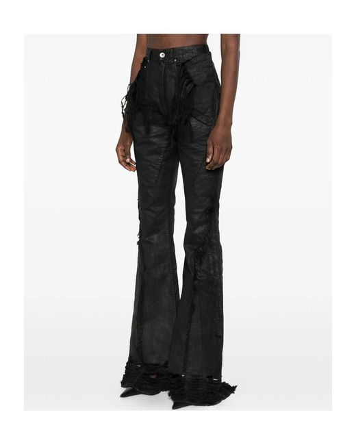 Rick Owens Black Frayed Jeans