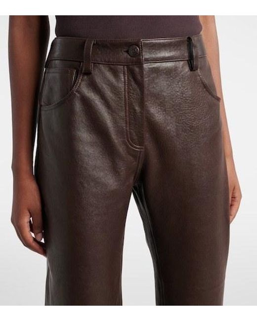Magda Butrym Brown Leather Straight Pants