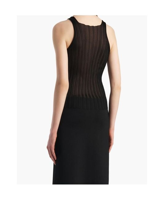 Khaite Black Ribbed V-Neck Knit Top