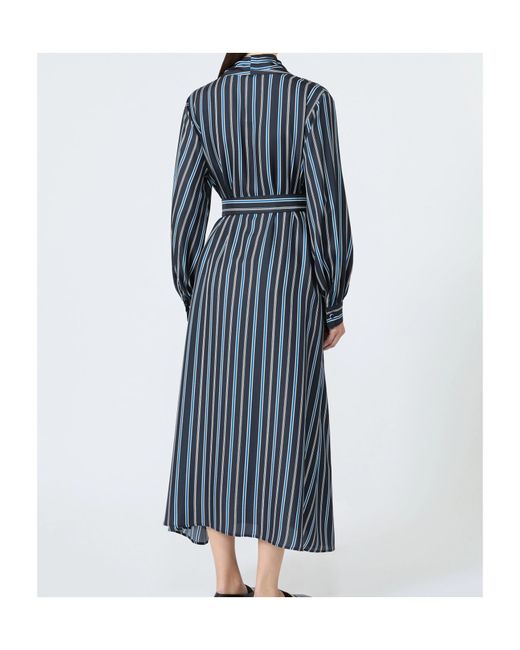 Max Mara Blue Printed Twill Shirt Dress