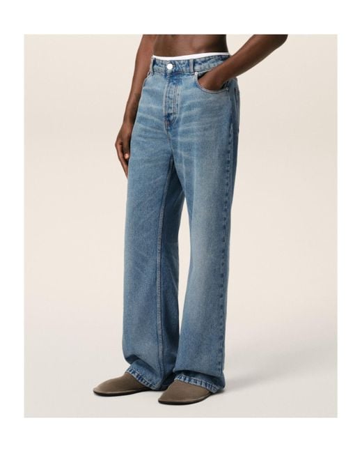 AMI Blue Ami Large Fit Jeans for men