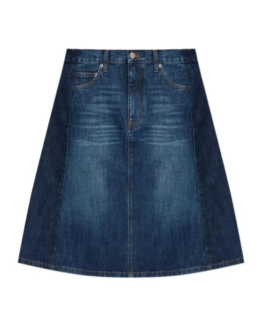 Marc Jacobs Blue Two-Tone Shadow Denim Skirt