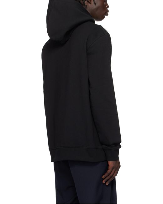 Balmain Black Logo Patch Drawstring Hoodie for men