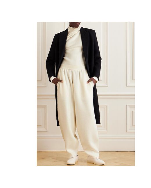 The Row White Ednah Wool Tapered Casual Pants