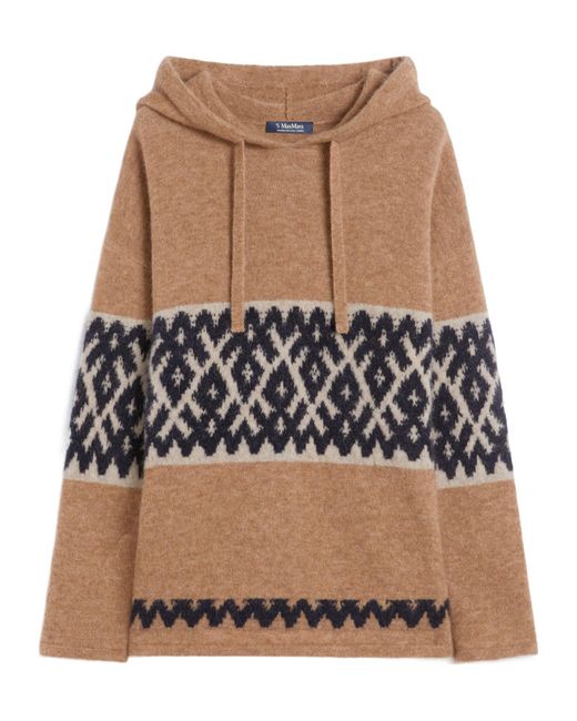 Max Mara Brown Drawstring Knitted Hoodie