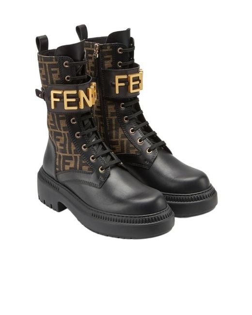 Fendi Black Graphy Biker Boots