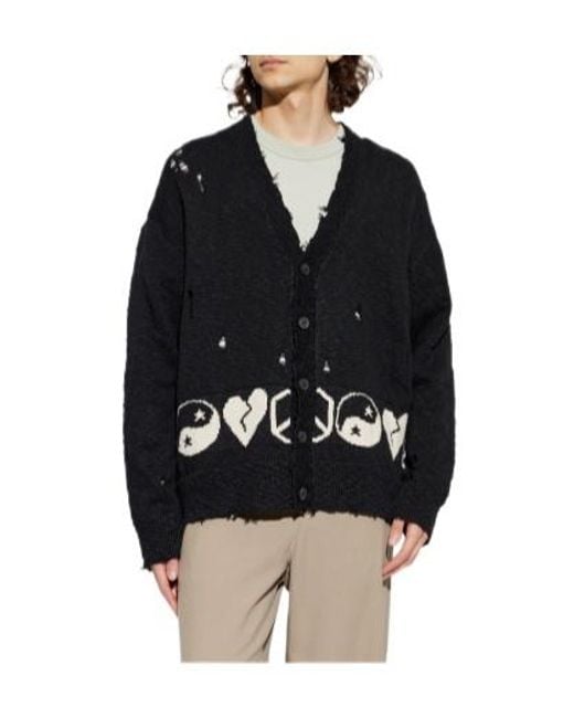 AllSaints Black Tabua Distressed Cardigan for men