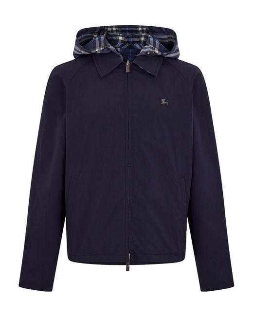 Burberry Blue Spread-Collar Hooded Jacket for men