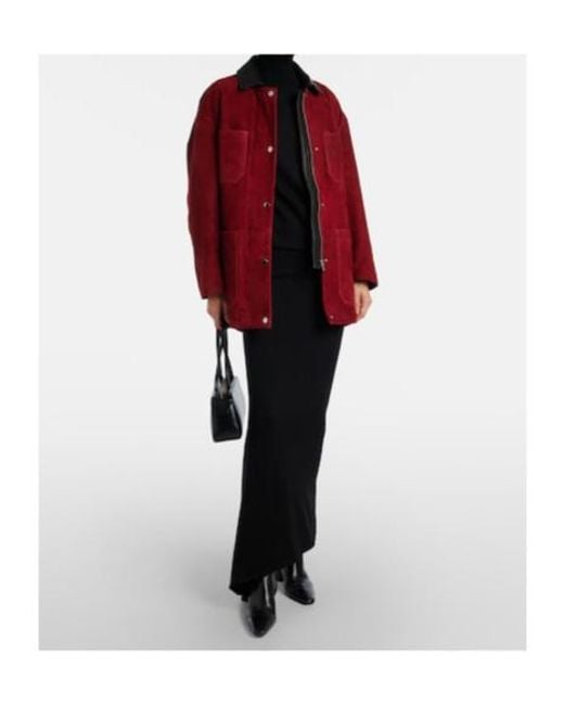 Nour Hammour Red Barn Leather-Trimmed Suede Jacket