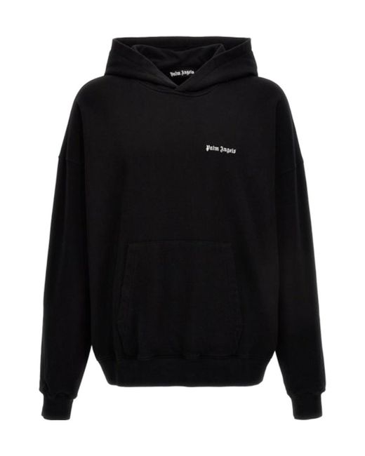 Palm Angels Black Logo Embroidered Hoodie for men