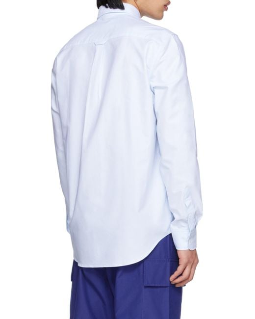 Maison Kitsuné White Fox-Patch Long-Sleeve Shirt for men