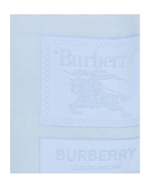 Burberry Blue Solid Color Waist-Tied Shirt Dress