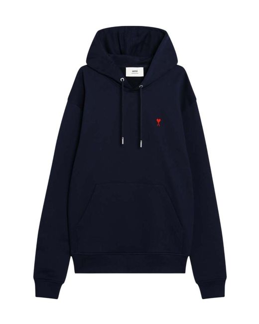 AMI Blue Ami De Coeur Drawstring Hoodie for men