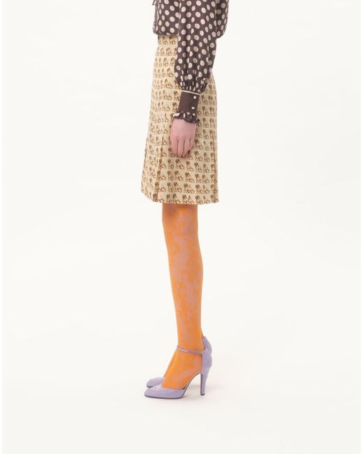 Valentino Natural Crepe De Chine Skirt With Petit Charles Print