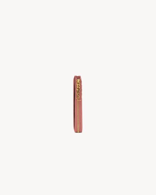 Saint Laurent Pink Cassandre Bijou Zip Card Holder