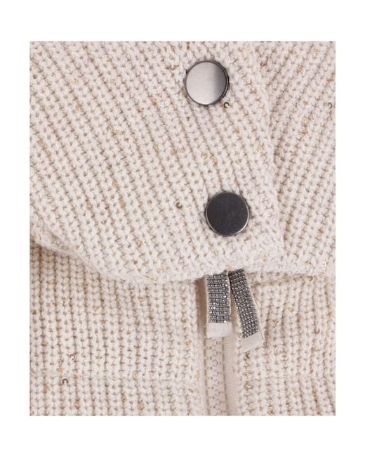 Brunello Cucinelli White Knitted Quilted Puffer Gilet