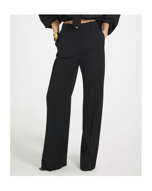 Patou Black Iconic High Waisted Straight-Leg Pants