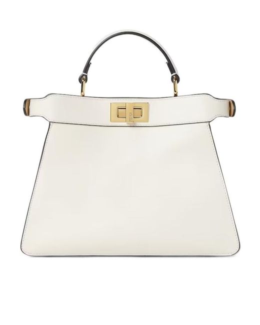 Fendi White Peekaboo Iseeu Small Tote Bag