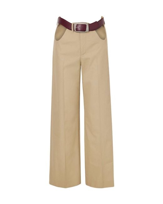 Jean Paul Gaultier Natural Cut-Out Mid-Rise Straight-Leg Cotton Pants