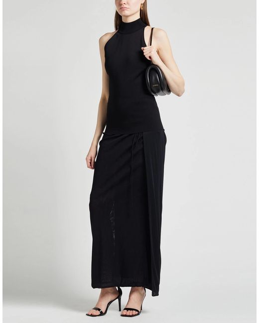 Saint Laurent Black Solid Color Tulle Midi Skirt