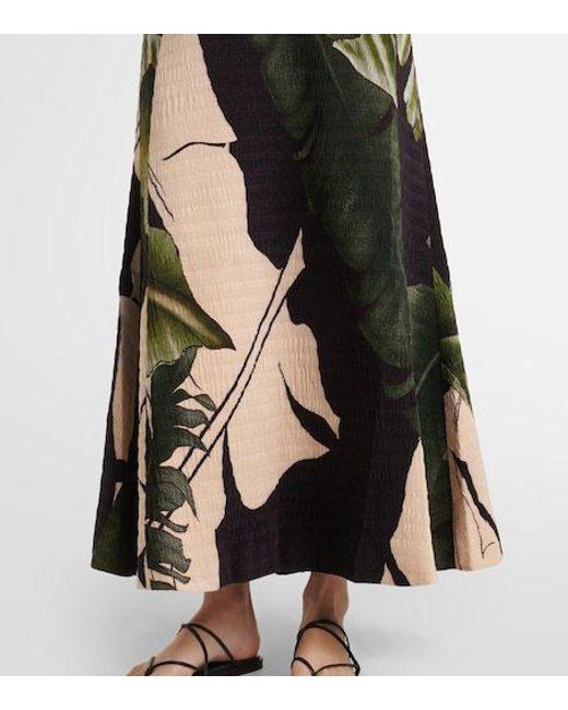 Johanna Ortiz Green Printed Halterneck Maxi Dress