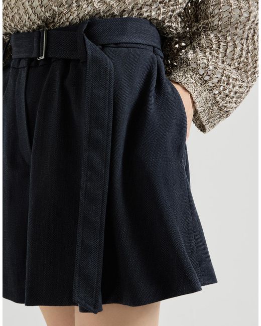 Brunello Cucinelli Blue Monili Chevron Shorts