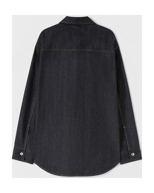 Jil Sander Black Curved Hem Denim Shirt for men